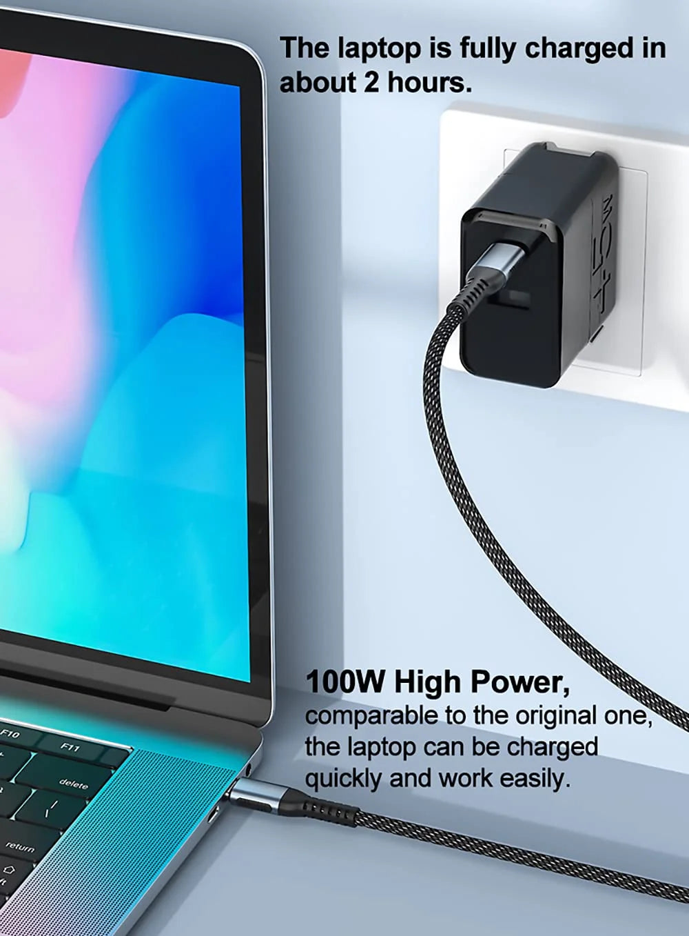Câble USB-C vers USB-C 100 W tressé – charge rapide