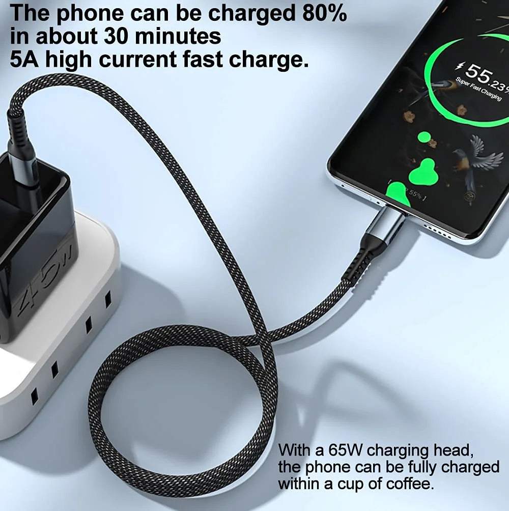 Câble USB-C vers USB-C 100 W tressé – charge rapide