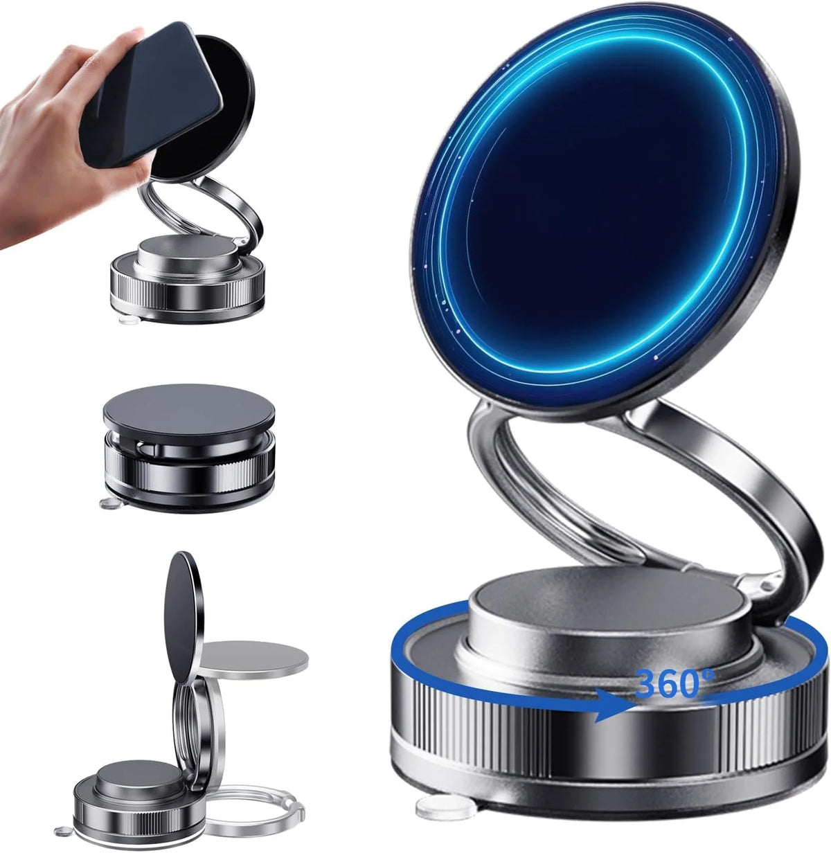 Support de téléphone magnétique à ventouse – rotation 360°, pliable