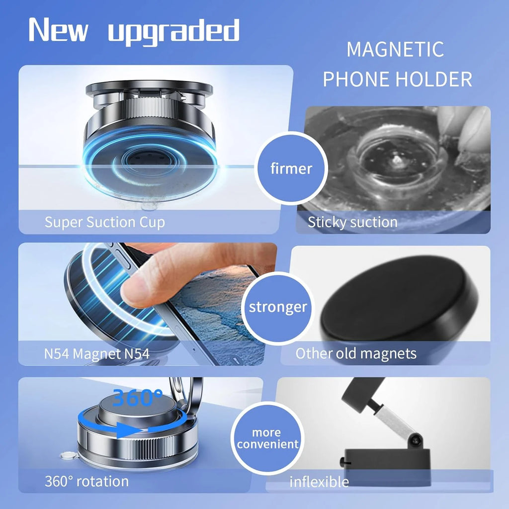 Support de téléphone magnétique à ventouse – rotation 360°, pliable