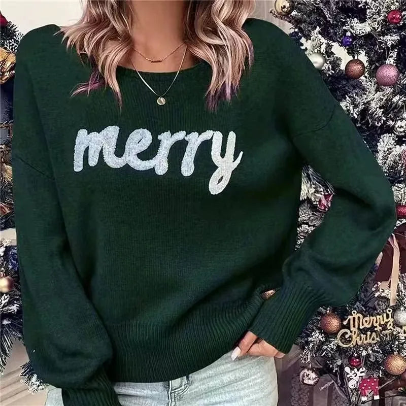 Pull femme col rond en maille chaude – coupe ample