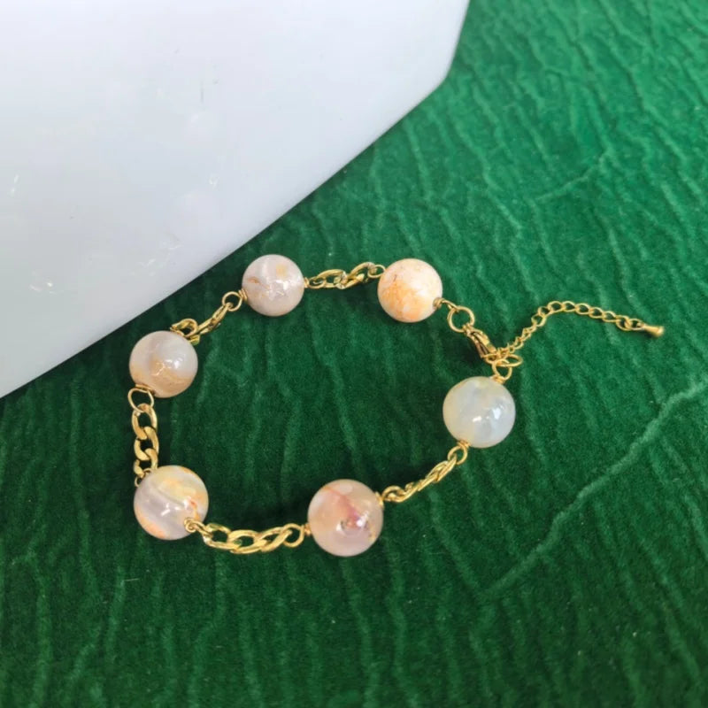 Bracelet en acier inoxydable doré à l'or 18 carats – pierres naturelles