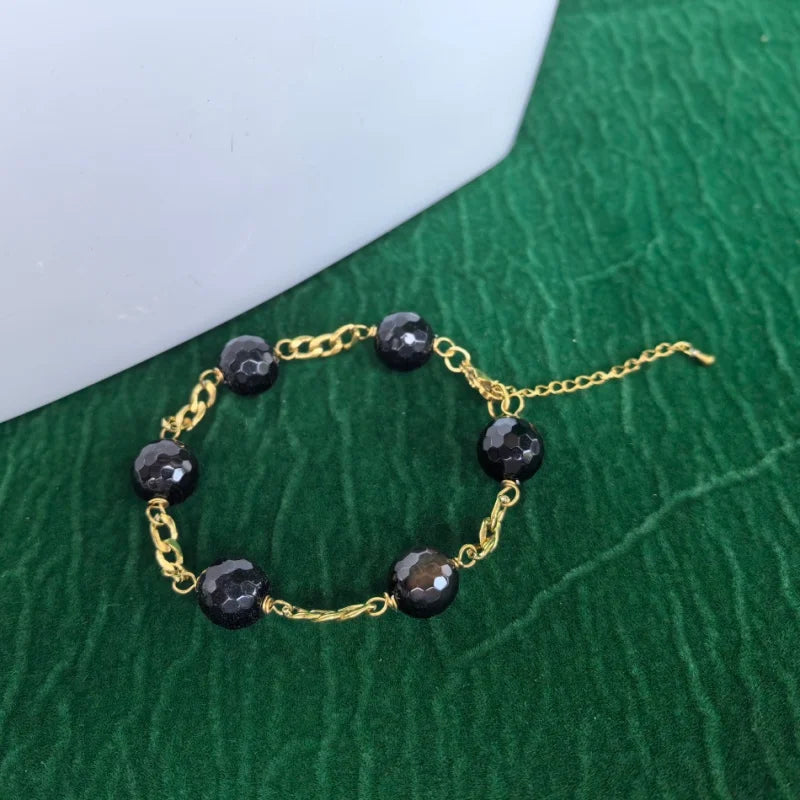 Bracelet en acier inoxydable doré à l'or 18 carats – pierres naturelles