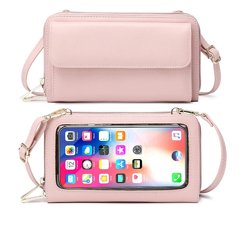 Mini sac bandoulière pour téléphone à fenêtre tactile