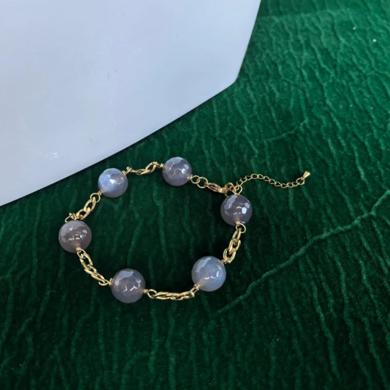 Bracelet en acier inoxydable doré à l'or 18 carats – pierres naturelles