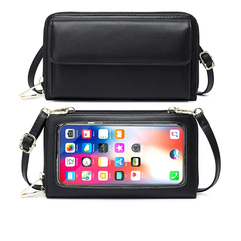 Mini sac bandoulière pour téléphone à fenêtre tactile