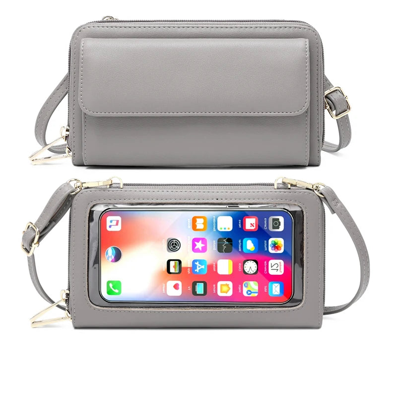 Mini sac bandoulière pour téléphone à fenêtre tactile