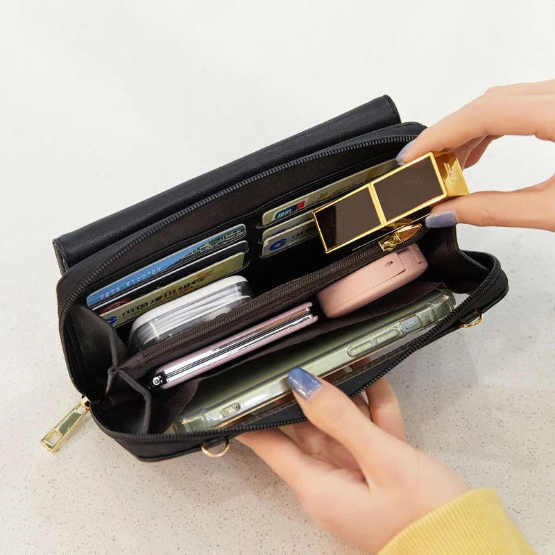 Mini sac bandoulière pour téléphone à fenêtre tactile