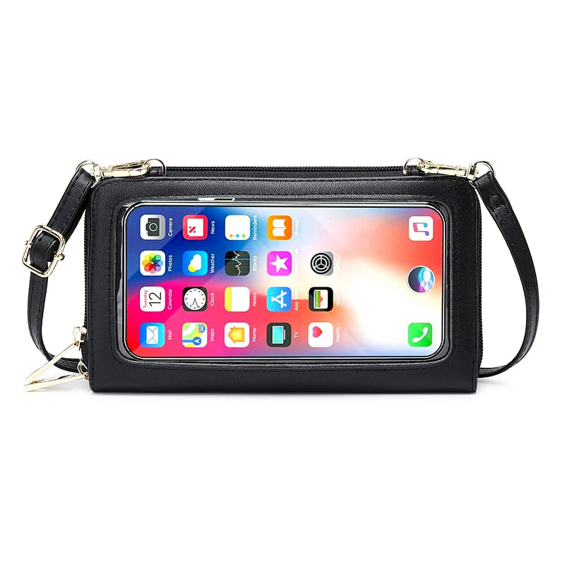 Mini sac bandoulière pour téléphone à fenêtre tactile