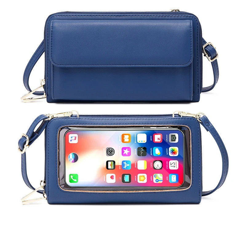 Mini sac bandoulière pour téléphone à fenêtre tactile