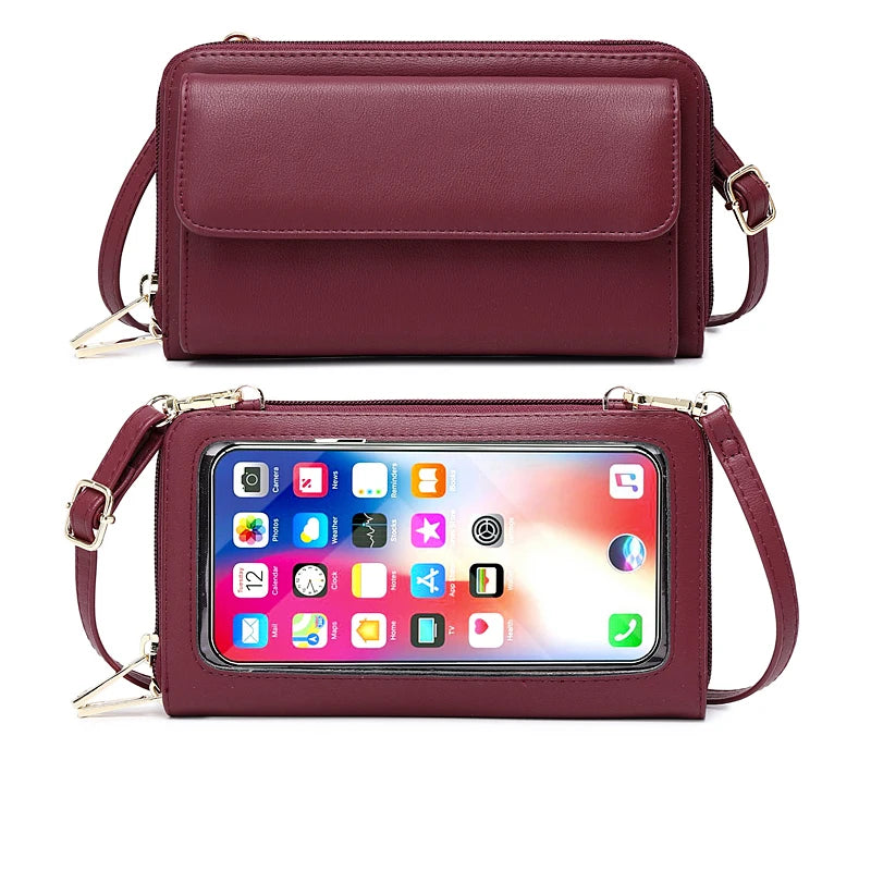 Mini sac bandoulière pour téléphone à fenêtre tactile