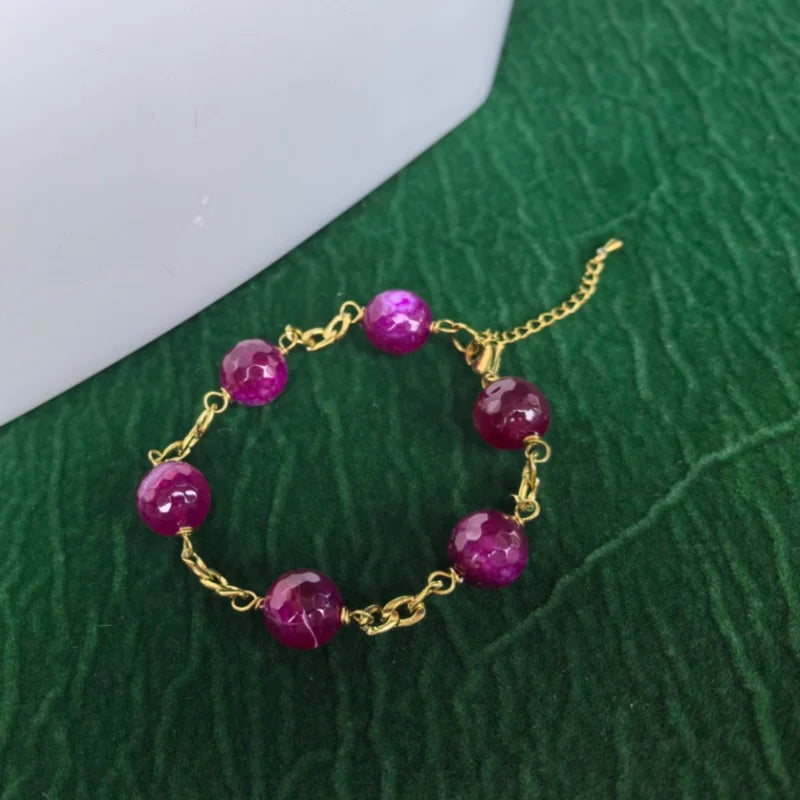 Bracelet en acier inoxydable doré à l'or 18 carats – pierres naturelles