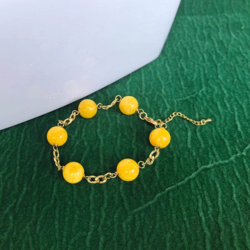 Bracelet en acier inoxydable doré à l'or 18 carats – pierres naturelles