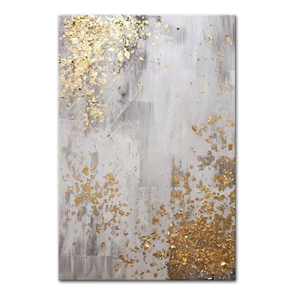 Tableau abstrait doré texturé peint à la main – décoration murale