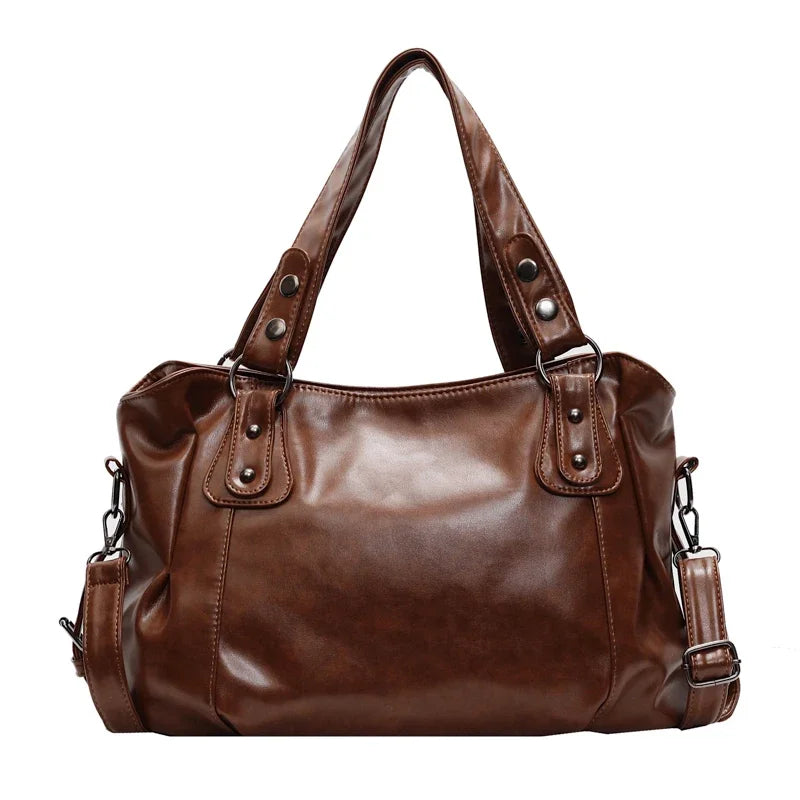 Grand sac porté épaule femme en simili-cuir souple – style rétro