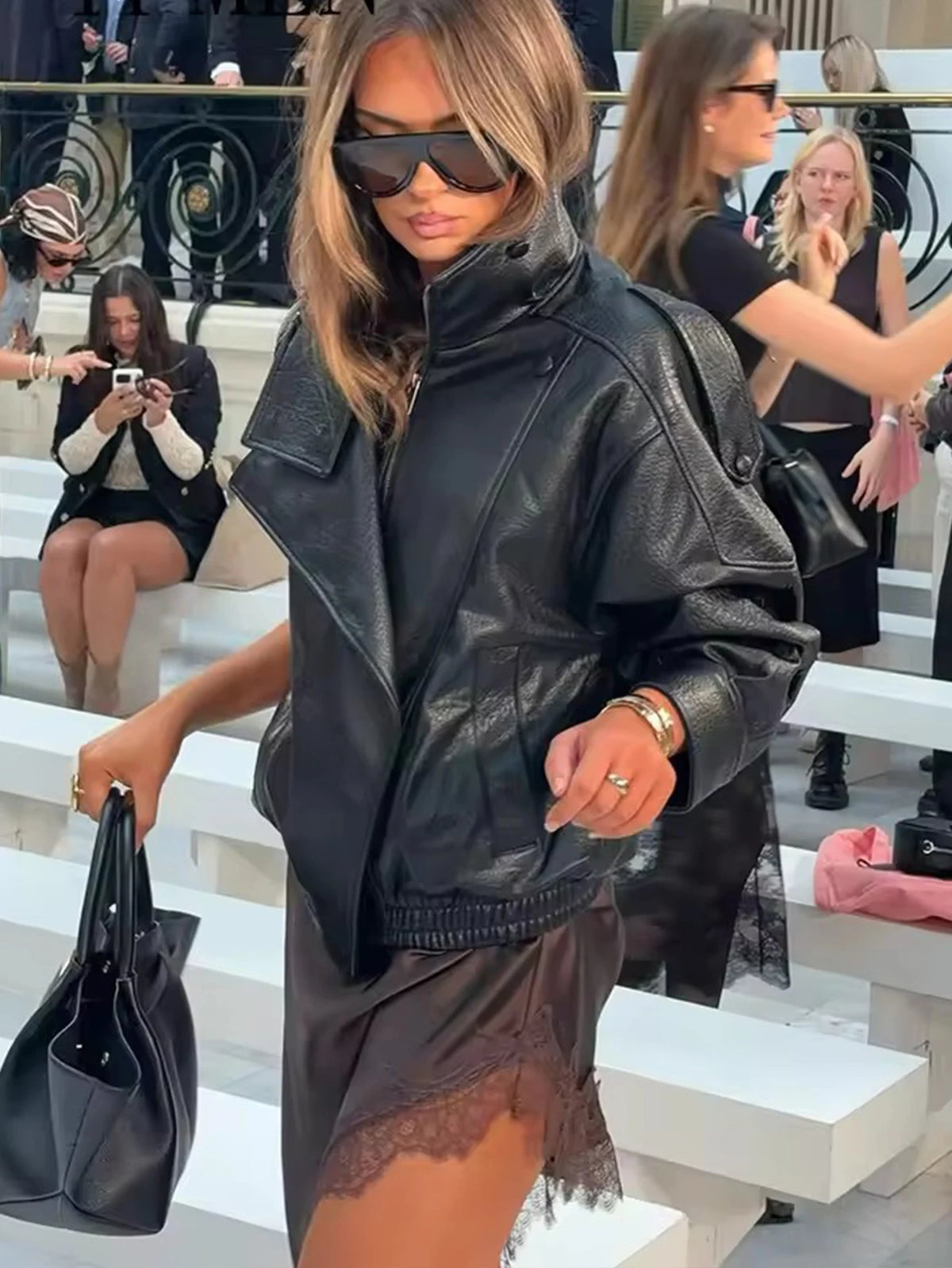 Veste en simili-cuir femme – coupe oversize chic