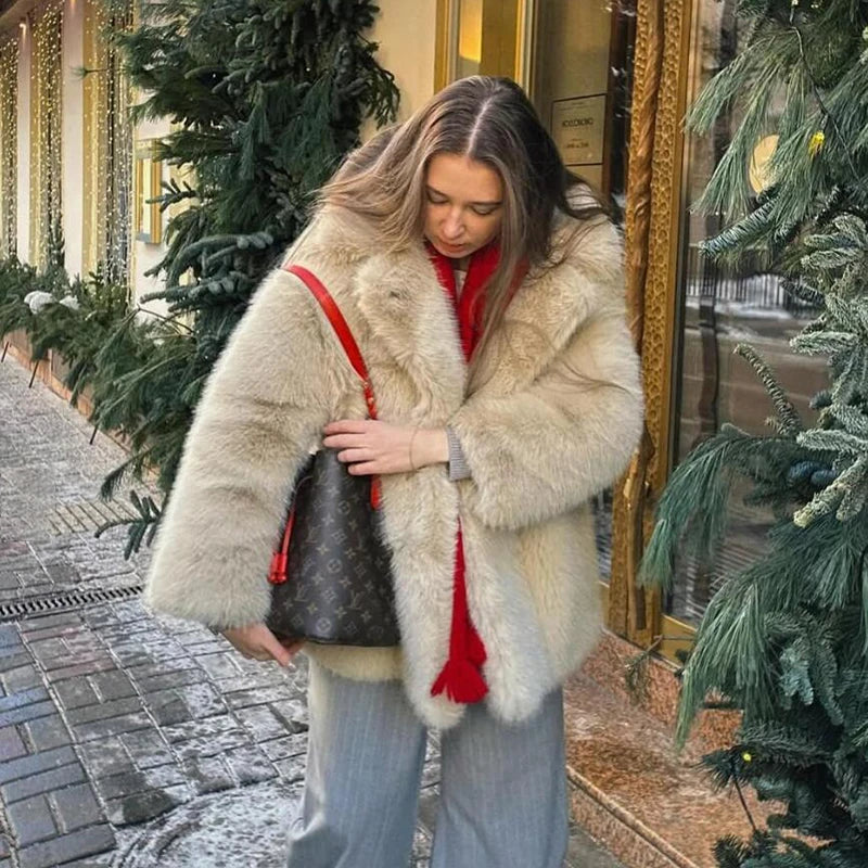 Manteau long femme en fausse fourrure – chaud et luxueux