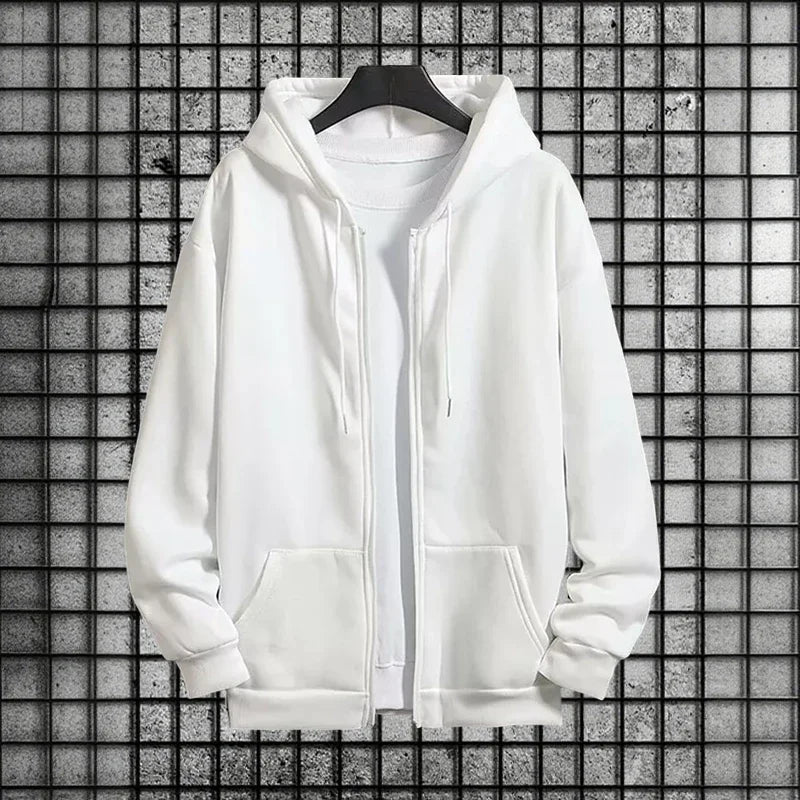 Survêtement homme 2 pièces uni – sweat zippé à capuche et jogging