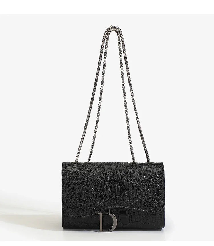 Sac à main femme effet croco à chaîne – soirée et quotidien