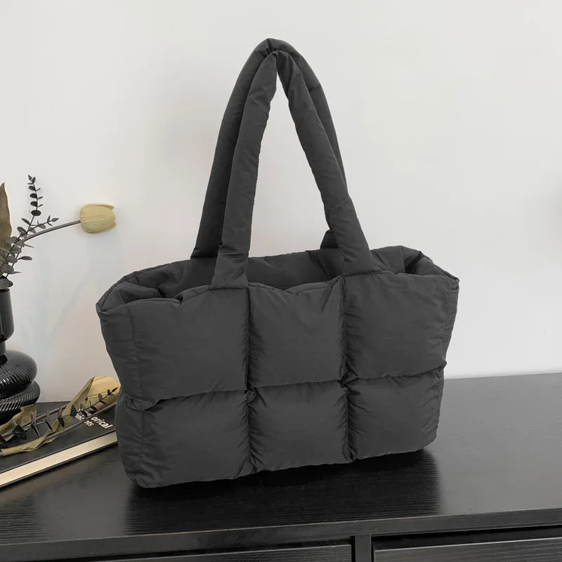 Sac cabas matelassé femme à carreaux – grand format