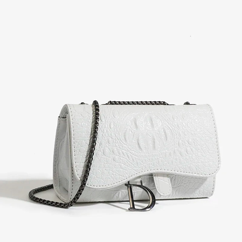 Sac à main femme effet croco à chaîne – soirée et quotidien