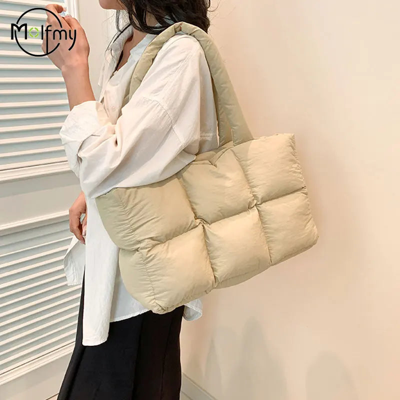 Sac cabas matelassé femme à carreaux – grand format