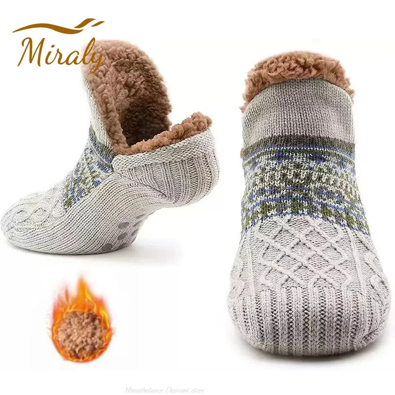 Chaussettes d'intérieur polaires antidérapantes – ultra chaudes