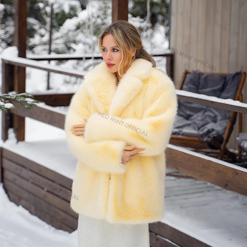 Manteau long femme en fausse fourrure – chaud et luxueux