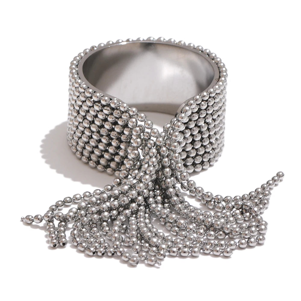 Bague chaîne en acier inoxydable – ajustable, finition dorée