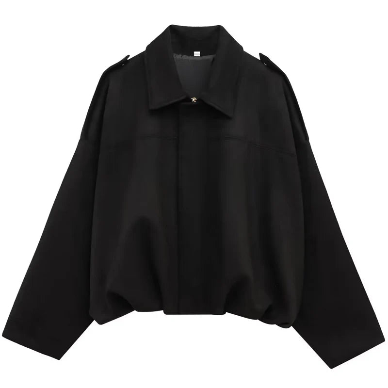 Blouson bomber court femme effet daim – oversize