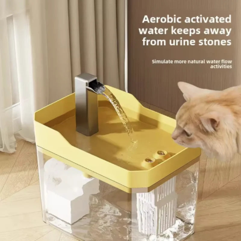 Fontaine à eau pour chat 1,5 L transparente – filtre et pompe USB-C
