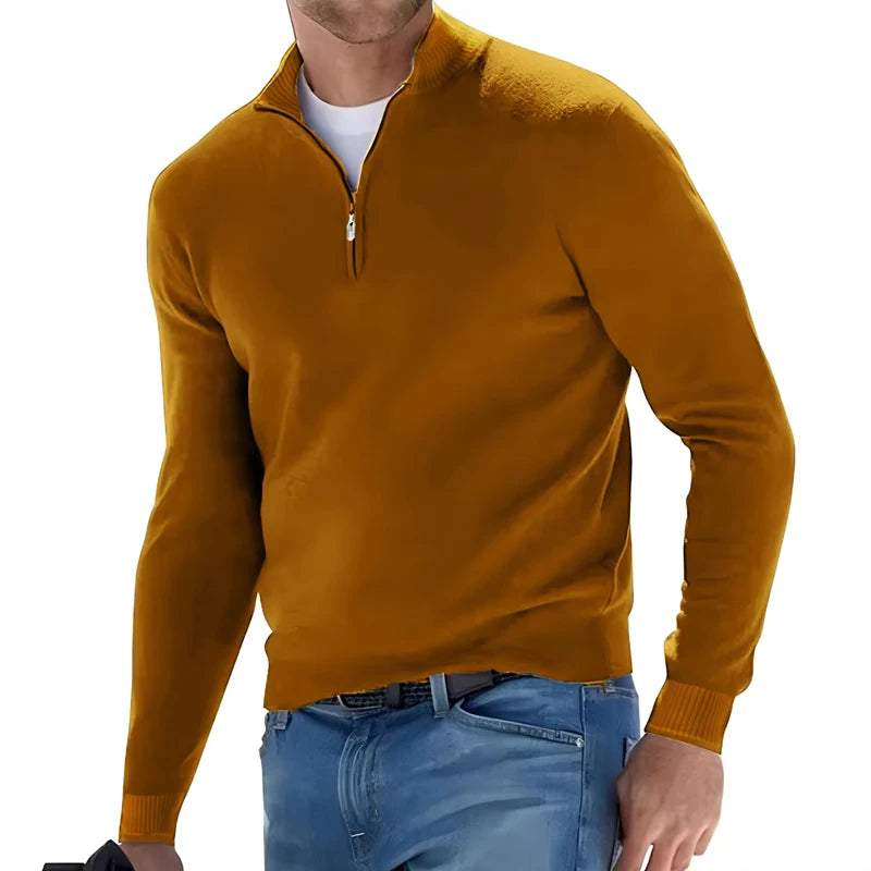 Sweat homme col demi-zip – chaud et uni