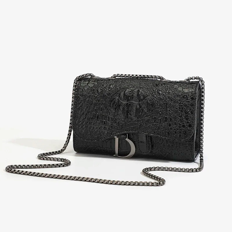 Sac à main femme effet croco à chaîne – soirée et quotidien