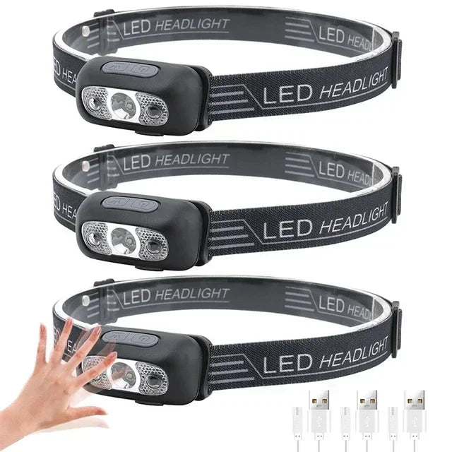Lampe frontale LED rechargeable USB – à l'unité ou en lot