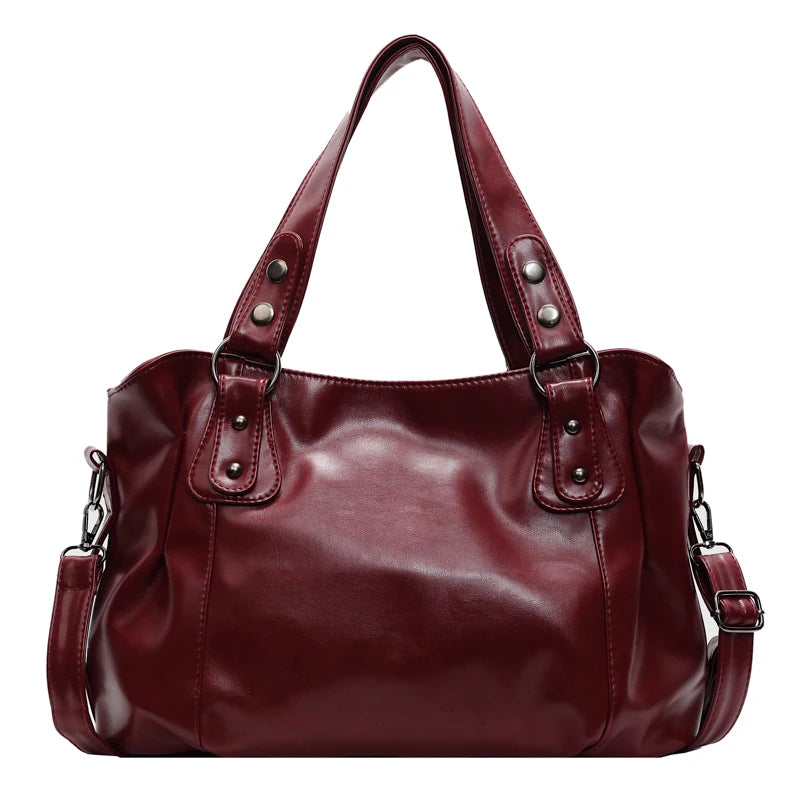 Grand sac porté épaule femme en simili-cuir souple – style rétro