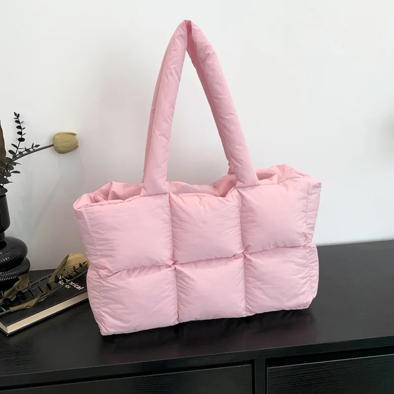 Sac cabas matelassé femme à carreaux – grand format
