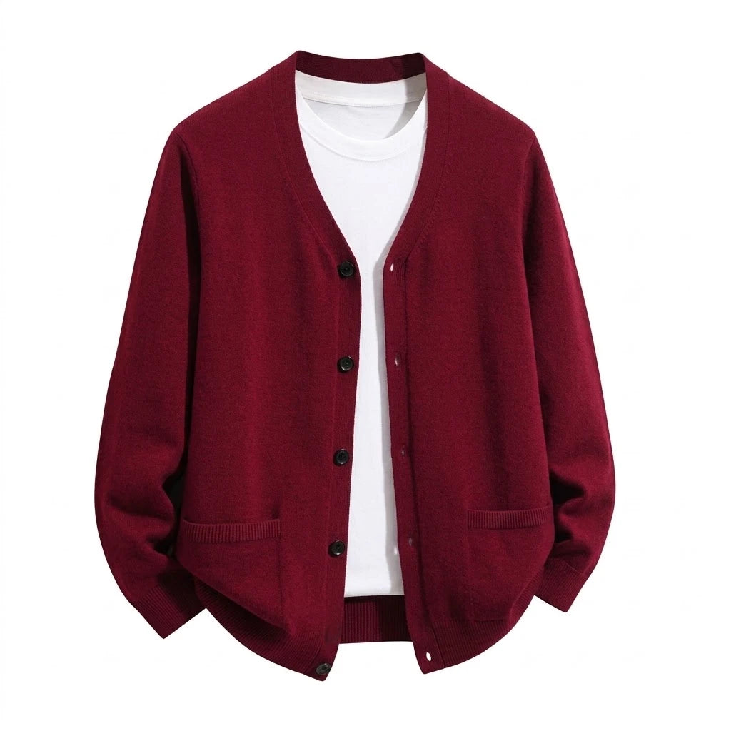 Cardigan homme en maille col V – boutonné