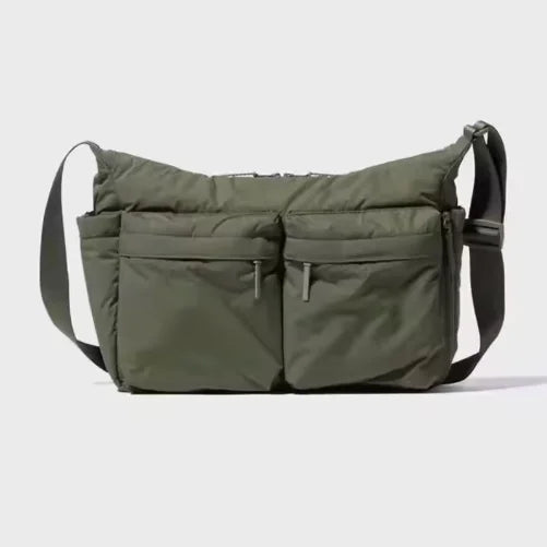 Sac bandoulière femme en nylon – multi-poches, grand format