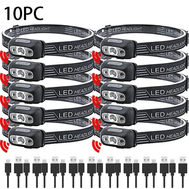 Lampe frontale LED rechargeable USB – à l'unité ou en lot