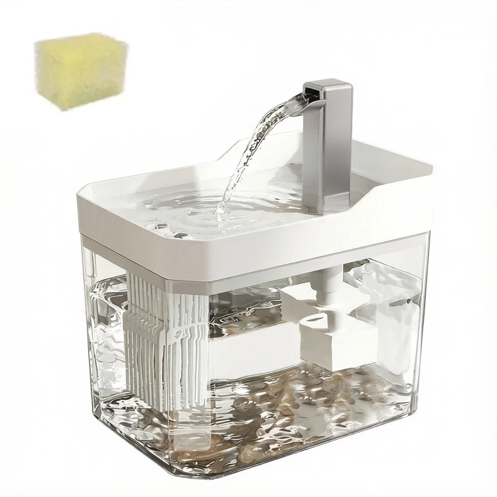 Fontaine à eau pour chat 1,5 L transparente – filtre et pompe USB-C