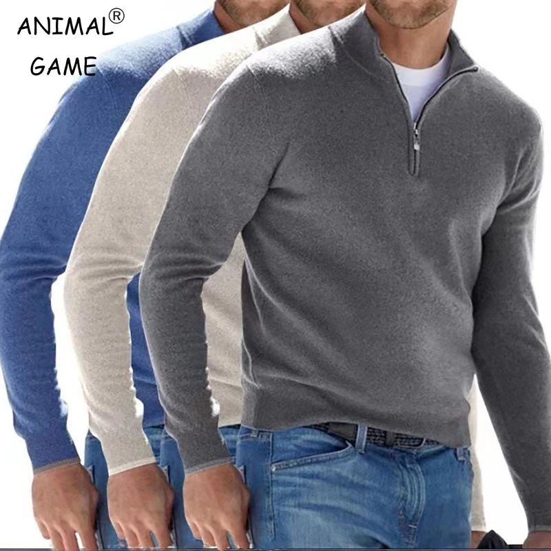 Sweat homme col demi-zip – chaud et uni