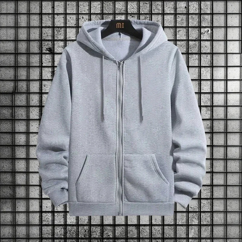 Survêtement homme 2 pièces uni – sweat zippé à capuche et jogging