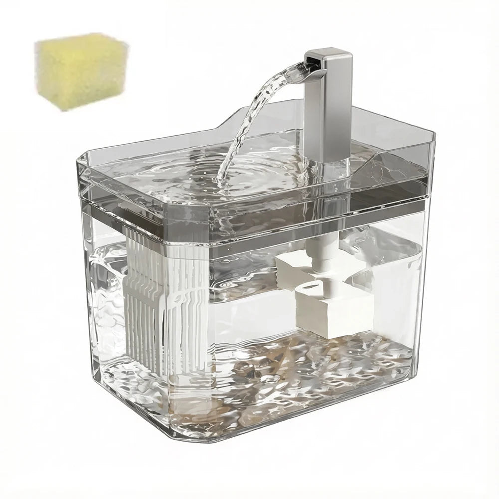 Fontaine à eau pour chat 1,5 L transparente – filtre et pompe USB-C