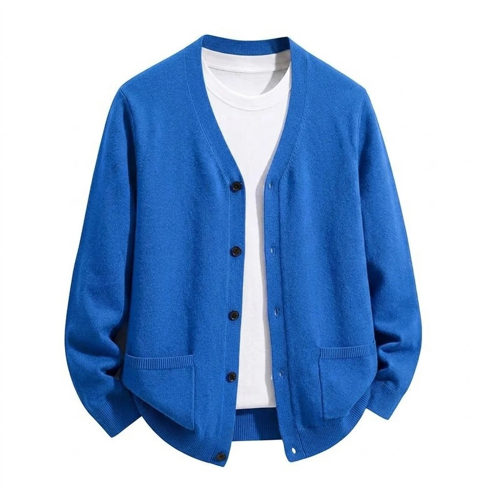Cardigan homme en maille col V – boutonné