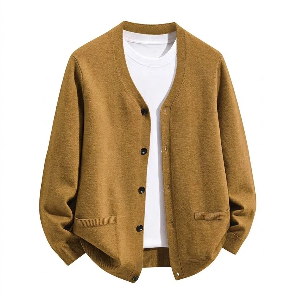 Cardigan homme en maille col V – boutonné