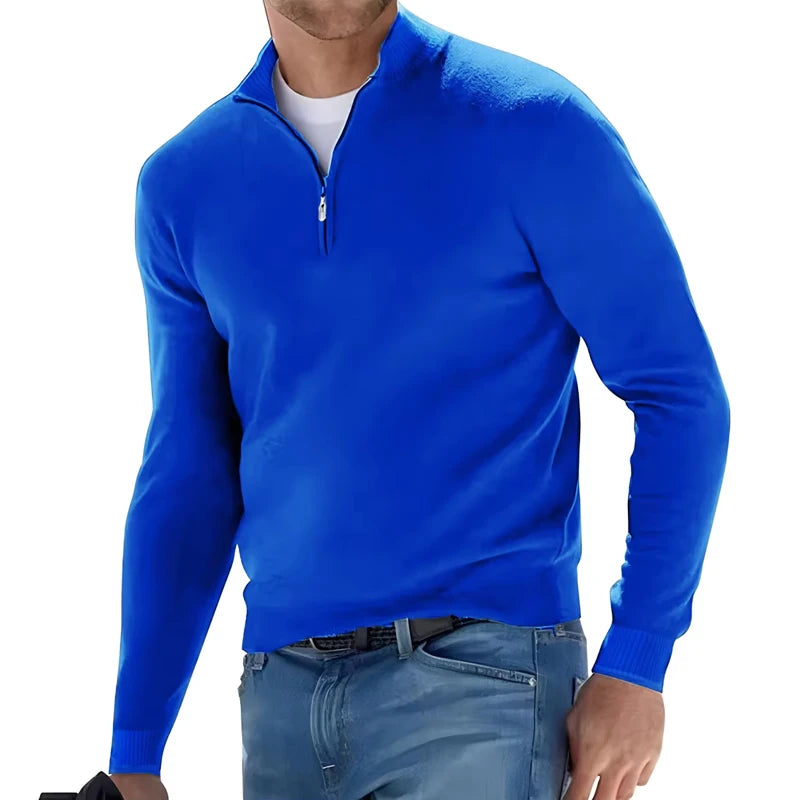 Sweat homme col demi-zip – chaud et uni