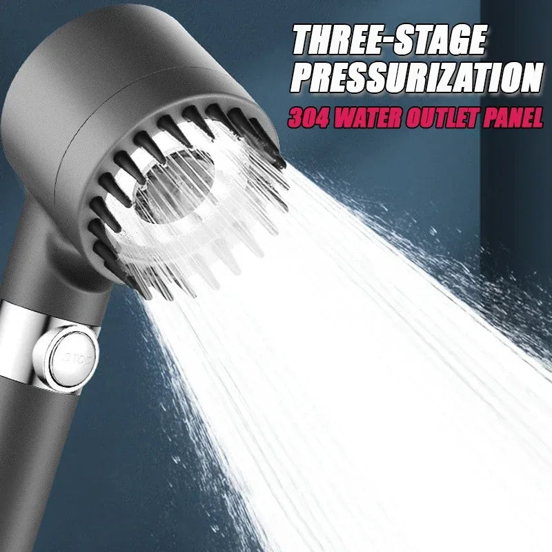 Pommeau de douche haute pression avec filtre – 3 jets et brosse massante