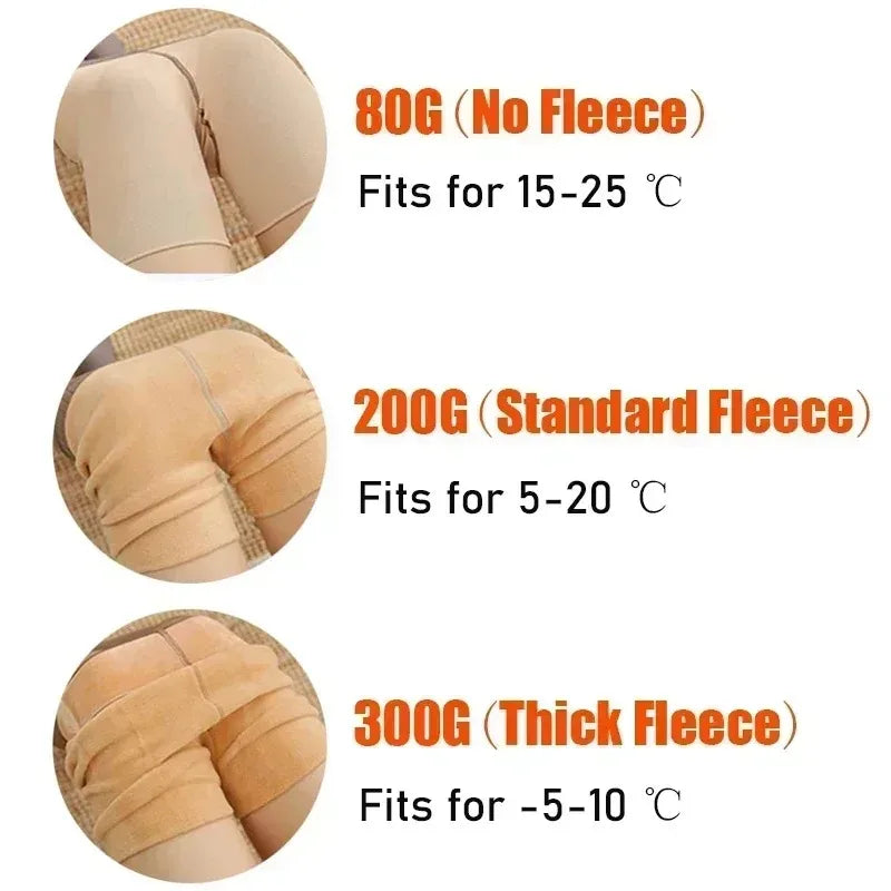 Collant polaire effet peau nue – doublé, taille haute, 3 épaisseurs