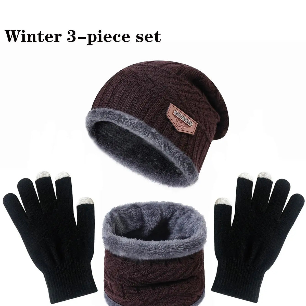 Ensemble bonnet, écharpe et gants doublés – 3, 4 ou 5 pièces