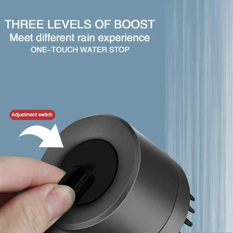 Pommeau de douche haute pression avec filtre – 3 jets et brosse massante